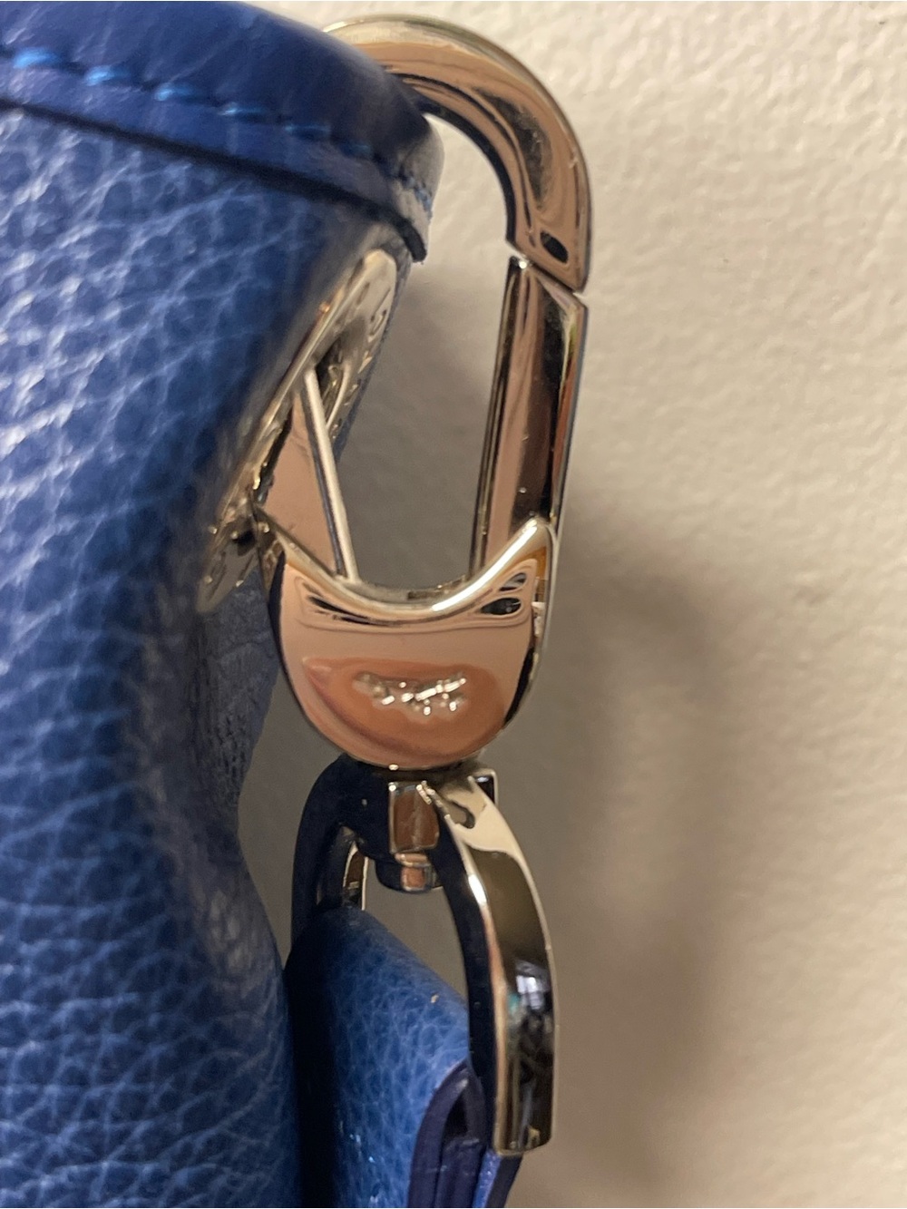 LONGCHAMP Navy Le Foulonne Zip Top Pebbled Leather Tote with Detachable Strap - Picture 10 of 16